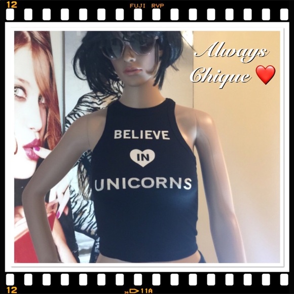 🆕New Believe in 🦄 Unicorn Black tee - Picture 4 of 4